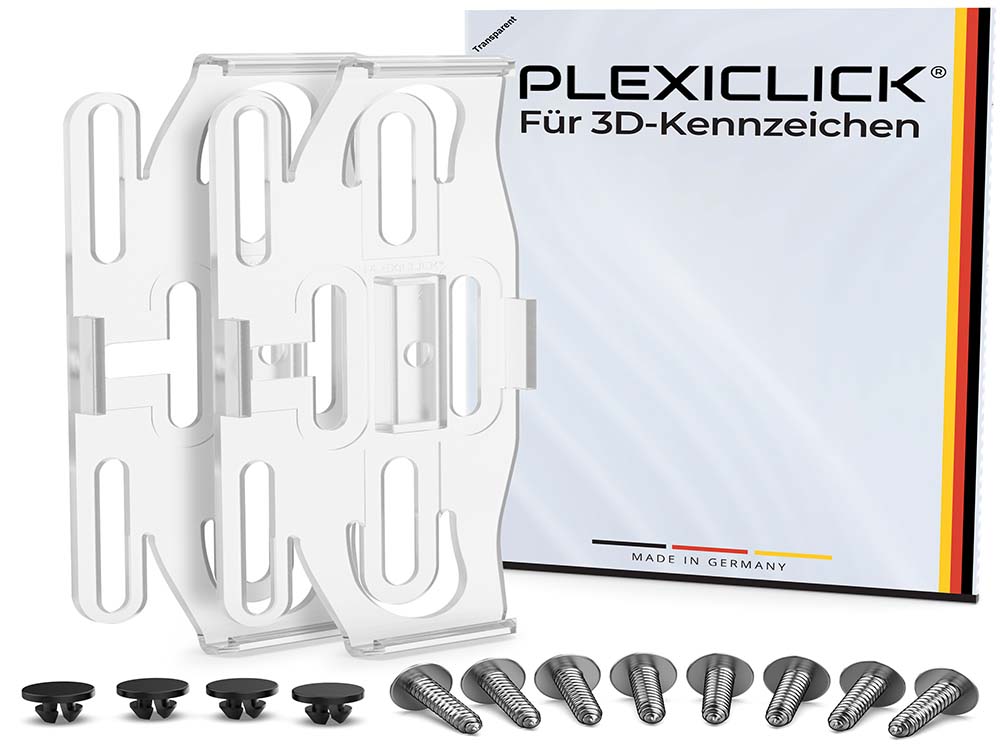 Plexiclick 3D-Kennzeichenhalter transparent