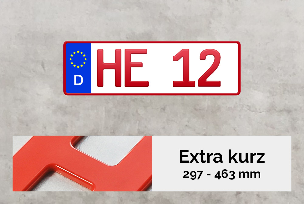 3D Händlerkennzeichen XS in Rot Kurzes Kennzeichen rot