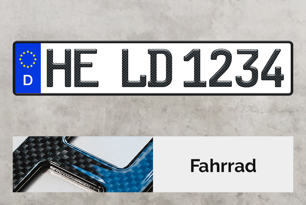 3D Fahrradträger-Kennzeichen in Carbon-Optik Glanz (520mm) 3D Fahrradträger-Kennzeichen in Carbon-Optik Glanz (520mm)