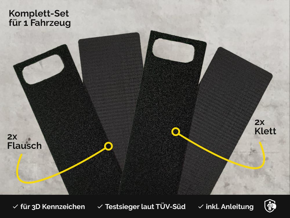 Spar-Set: 3D Kennzeichen (520mm) in Schwarzmatt mit Easy Fix
