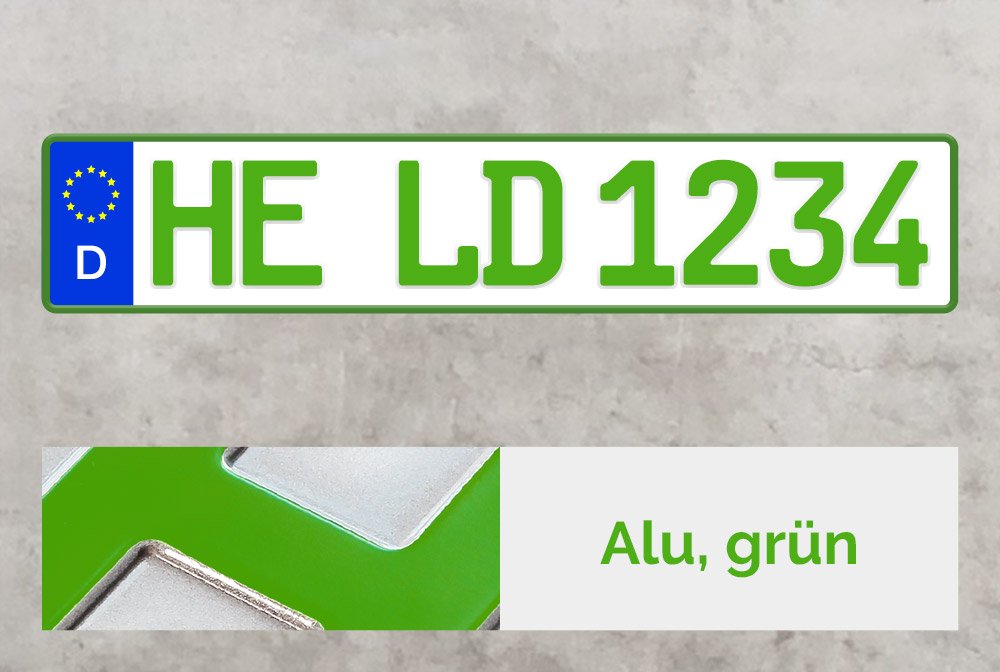 Alu Kfz-Kennzeichen in Grün Alu Kfz-Kennzeichen in Grün